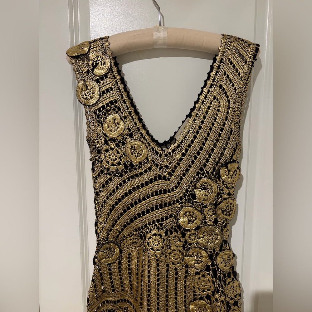 Ulla Johnson Evelyn Metallic Crochet Gown in Goldfoil - Picture 6 of 16
